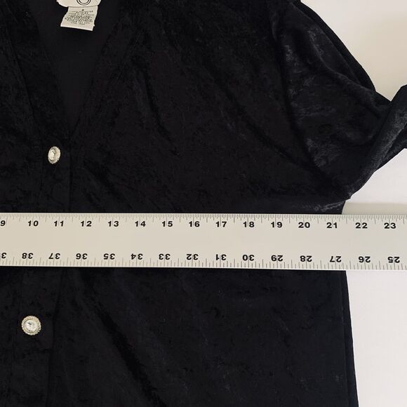 Vintage Velvet Jacket Cardigan Black Size 8 Jewel Button Whimsigoth Glam Holiday - Picture 6 of 8